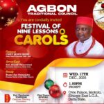 Agbon Traditional Council to Host Festival of Nine Lessons and Carols in Isiokolo