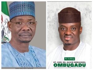 Nasarawa State Governor, Abdullahi Sule and Hon. David Emmanuel Ombugadu, the Peoples Democratic Party (PDP) candidate for 2023 election 