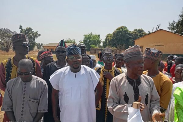 Mr. Rice Ahmed with community members during the commissioning of two boreholes.