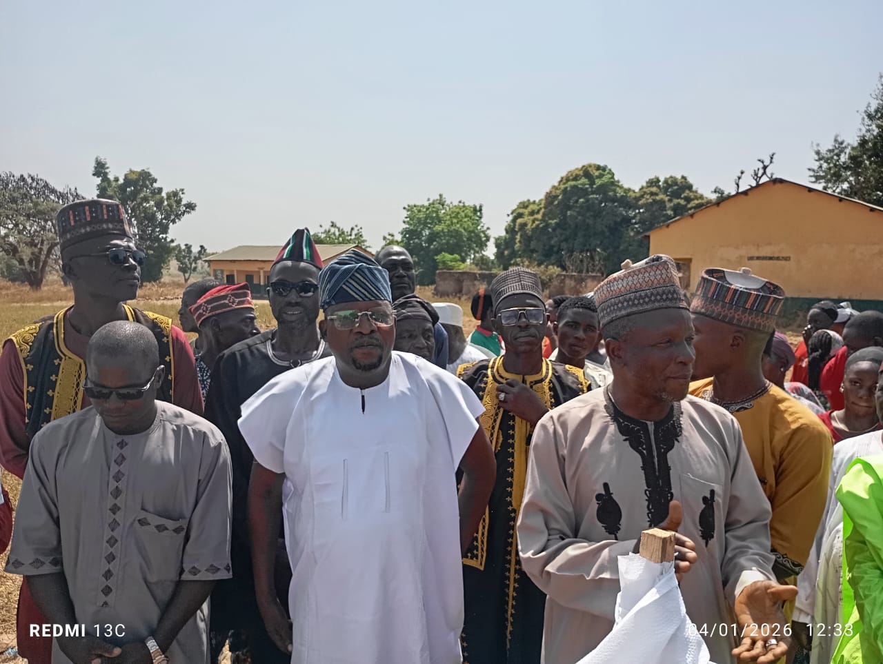 Mr. Rice Ahmed with community members during the commissioning of two boreholes.