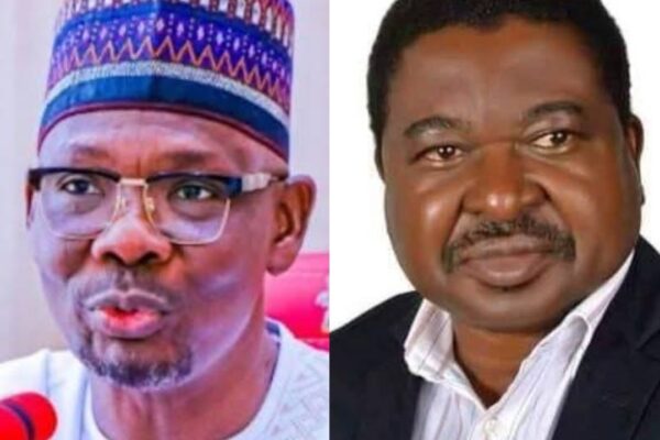 Nasarawa State Governor, Engineer Abdullahi Sule and Vice Chancellor of the University of Mkar, Benue State, Professor Zacharys Anger Gundu