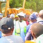 Sen. Ahmed Aliyu Wadada during the flag off road construction.