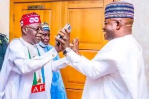 Nigeria's President, Bola Ahmed Tinubu (L), Former Governor of Kogi State, Yahaya Adoza Bello (R)
