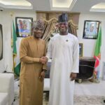 Rector, Kogi State Polytechnic Lokoja . Salihu Sanusi Avidime (L), Former Governor of Kogi State, Yahaya Adoza Bello (R)