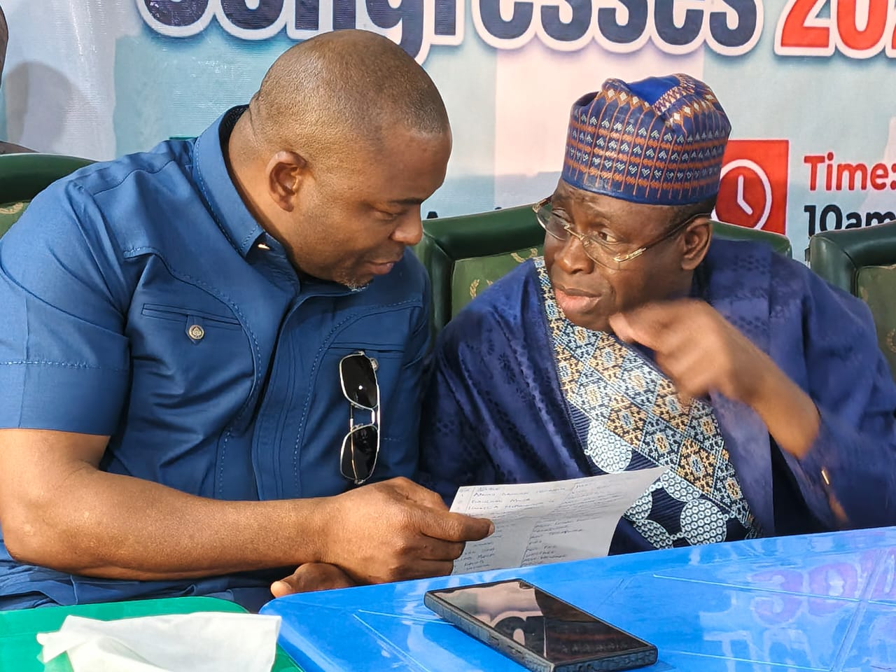 Kuje Chairman -elect Hon Samuel Danjuma Shekwolo with Senator Usman Jibrin Wowo during the inauguration of the LG APC executives on Thursday.