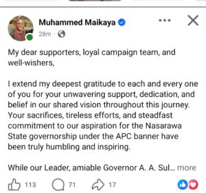 Maikaya Bows to Party Decision, Endorses Wadada for Governorship