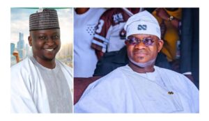 Hon. Salimonu Almaruf (L), Ex-Governor, Yahaya Adoza Bello (R)
