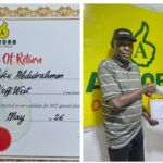 Hon. Alhaji Yakubu Atiku Abdulrahman receiving his Accord Party’s certificate of return