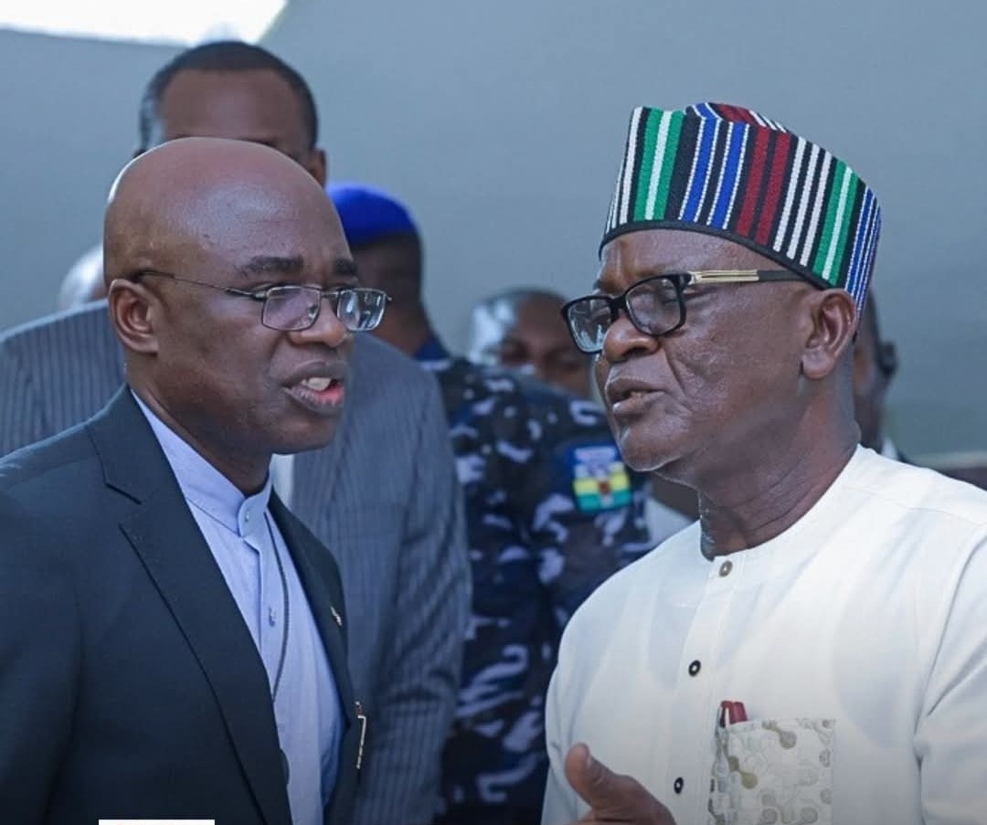 Benue State Governor, Hyacinth Alia and Former Governor of Benue State, Chief Samuel Ortom