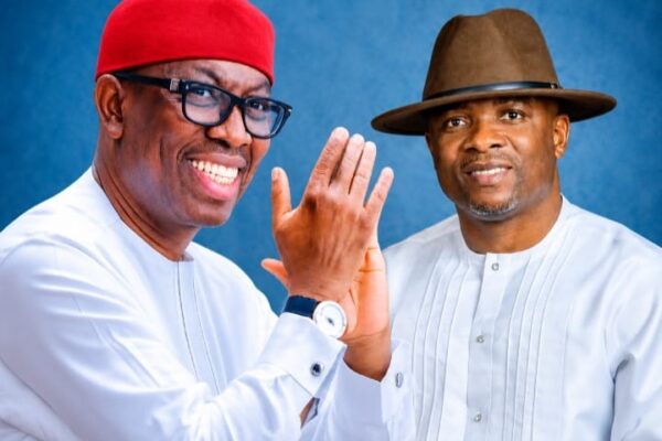 Former Governor of Delta State, Senator Dr. Ifeanyi Arthur Okowa, CON, and Engr. Orobosa Ashakah