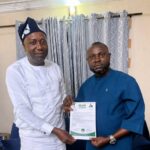 Delta State Commissioner for Higher Education Prof. Nyerhovwo Tonukari and Chief Julius Eguvwebere, leader of the Renewed Hope Ambassadors delegation
