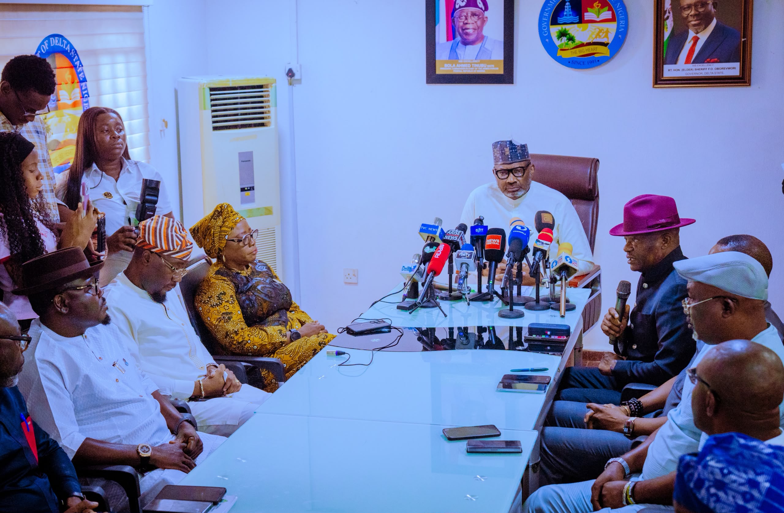 Dr. Kingsley Emu addressing journalists ahead of the Delta State Economic and Investment Summit 2026 in Asaba.