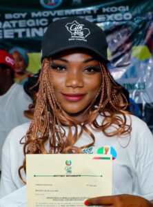 Kogi City Boy Movement Media Director Blessing Ele-Ojo delivering the vote of thanks during the inauguration of State and Local Government executives in Lokoja.