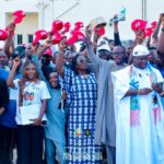 Hon. Ogah Mark Okpanachi and Hon. Jerry Olayemi with newly inaugurated City Boy Movement executives during the inauguration ceremony in Lokoja, Kogi State.