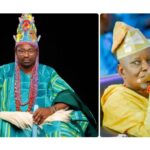 Olu of Apata, HRH Oba Amb. Fredrick Durojaiye Balogun (L), the Babogunwa of Igbaruku, High Chief Richard Asaje (R)