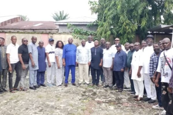 Paul Oweh addressing APC members during a mobilisation meeting in Emevor, Delta State