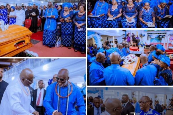 Governor Sheriff Oborevwori and Delta APC leaders at the funeral of Mrs. Felicia Arenyeka in Warri