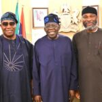 Senetor Godswill Akpabio, Presdent Bola Tinubu and Joel-Onowakpo Thomas