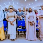 Governor Sheriff Oborevwori and Arigbodi family members at the wedding thanksgiving service in Asaba