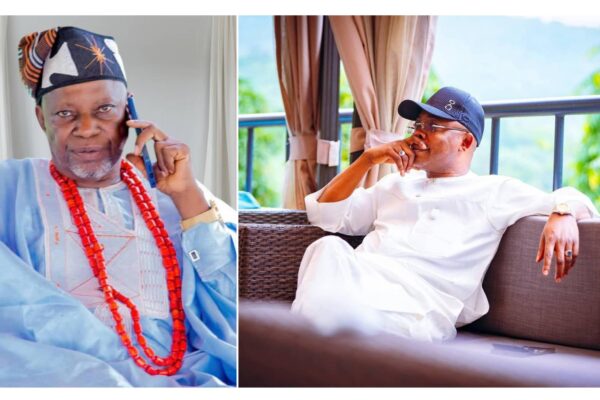 Chief Richard Asaje, Founder/Nat'l Coordinator, Like Minds Alliance Pressure Group (L), Executive Governor of Kogi State, HE, Alh. Ahmed Usman Ododo (R)