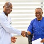 Officials of Dennis Osadebay University and the Brazil Alumni Association in Nigeria during the signing of the academic partnership MoU.