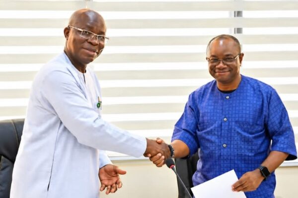 Officials of Dennis Osadebay University and the Brazil Alumni Association in Nigeria during the signing of the academic partnership MoU.