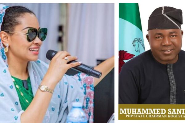 Sen. Natasha Akpoti, Senator representing Kogi Central (L), Hon. Muhammed Sanni Gambo, Kogi PDP Chairman (R)