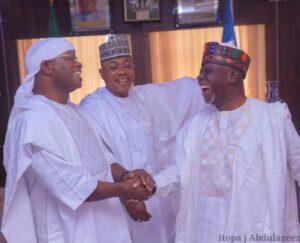 Former Kogi State Governor, Alhaji Yahaya Adoza Bello (Left) Former Kogi State Governor, Captain Idris Ichala Wada (Right) and Kogi State Governor, Alhaji Ahmed Usman Ododo (M)