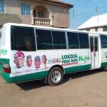 Commuters board the Coastal Bus Free Ride along the Zango–Nataco corridor in Lokoja.
