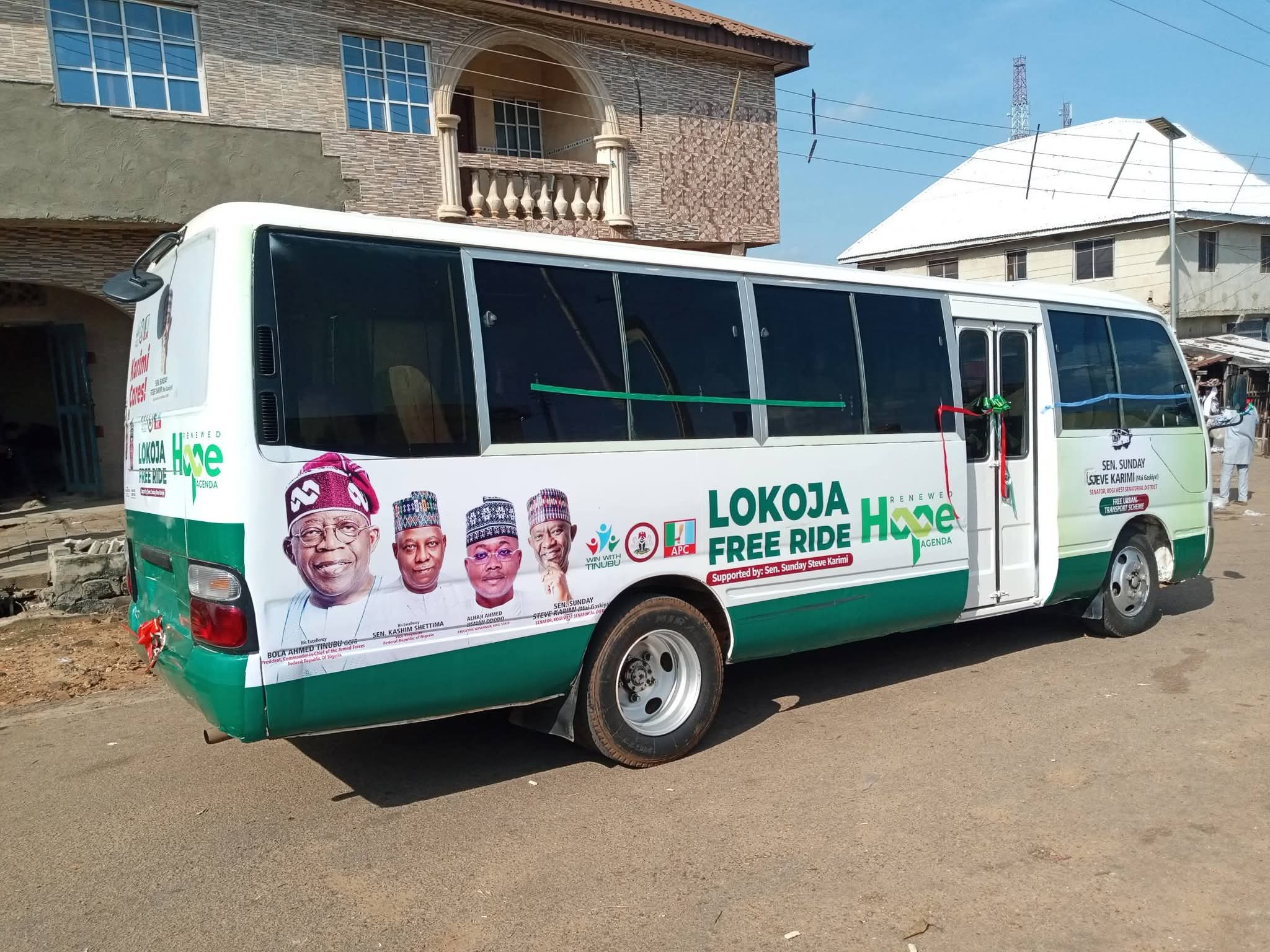 Commuters board the Coastal Bus Free Ride along the Zango–Nataco corridor in Lokoja.